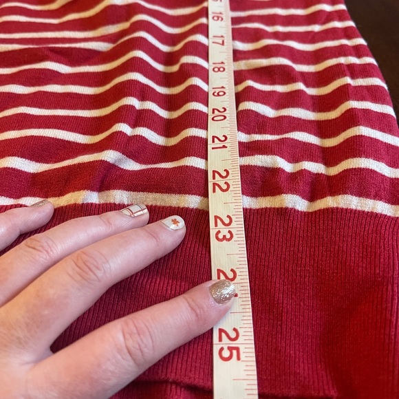 🧑🏼‍🎄 SUMMER + SAGE 🎄Crew Neck Sweater, Red/White Striped, size L - Picture 4 of 6